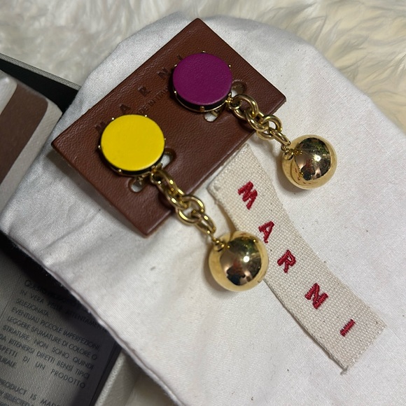 NIB Marni Clip On Color Block Chain Link Earrings - Picture 1 of 6